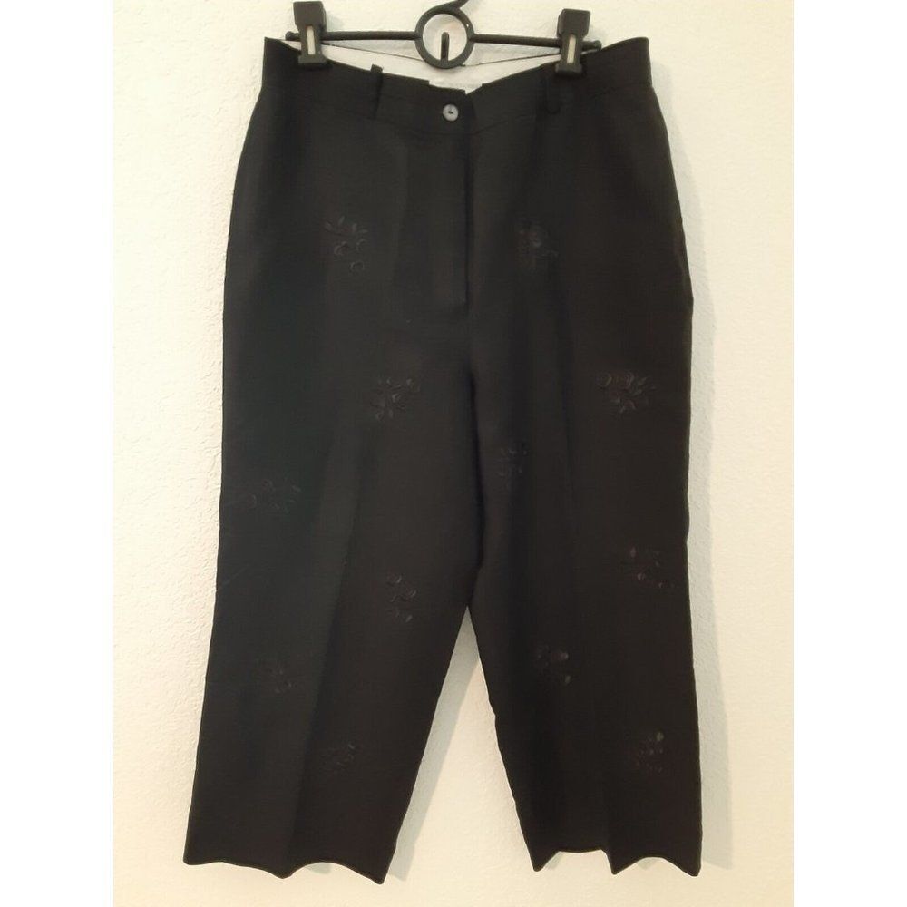 Annie Alexander Fashion Womens Lined Pants Size 12P Flat Front Rose Accents